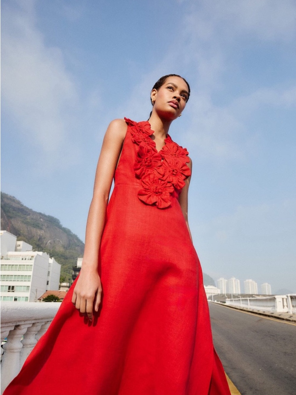 FARM Rio Red 3d Flower Maxi Dress Size XL NWT - Picture 2 of 16